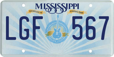 MS license plate LGF567