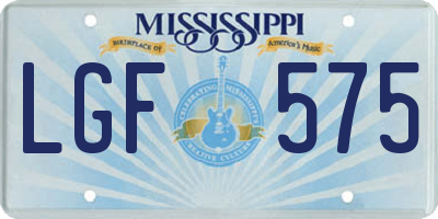 MS license plate LGF575