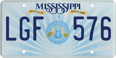 MS license plate LGF576