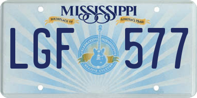 MS license plate LGF577