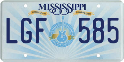 MS license plate LGF585