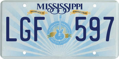 MS license plate LGF597
