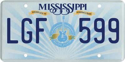 MS license plate LGF599