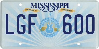 MS license plate LGF600
