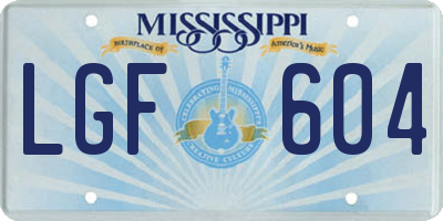 MS license plate LGF604
