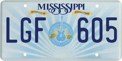 MS license plate LGF605