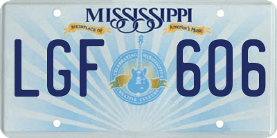 MS license plate LGF606