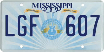 MS license plate LGF607