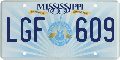 MS license plate LGF609