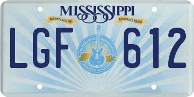 MS license plate LGF612
