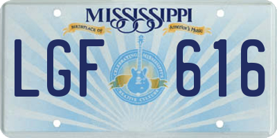 MS license plate LGF616