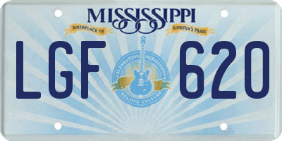 MS license plate LGF620