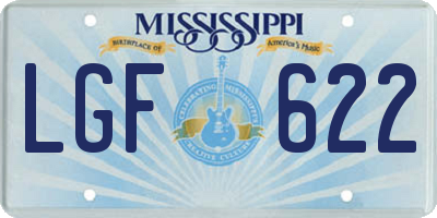 MS license plate LGF622