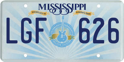 MS license plate LGF626