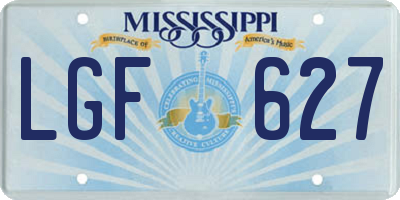 MS license plate LGF627