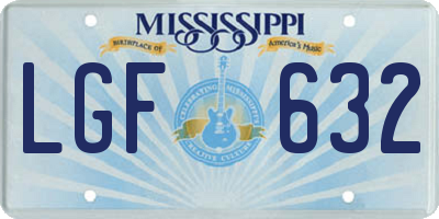 MS license plate LGF632