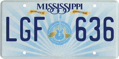 MS license plate LGF636
