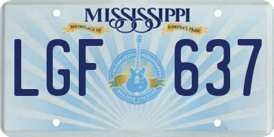 MS license plate LGF637