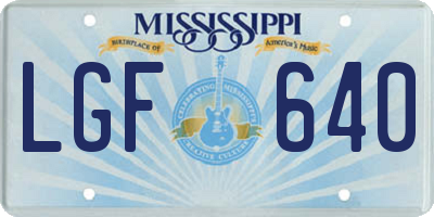 MS license plate LGF640