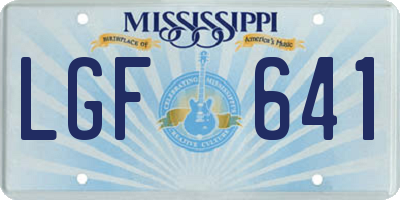 MS license plate LGF641