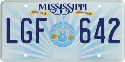 MS license plate LGF642