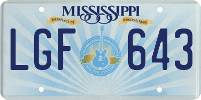 MS license plate LGF643