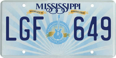 MS license plate LGF649