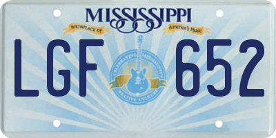 MS license plate LGF652