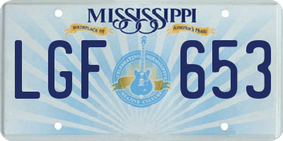 MS license plate LGF653