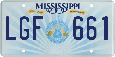 MS license plate LGF661