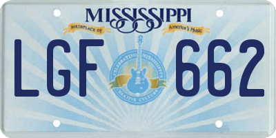 MS license plate LGF662