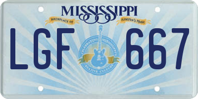 MS license plate LGF667