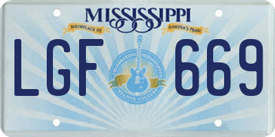 MS license plate LGF669