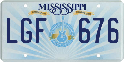MS license plate LGF676