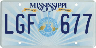 MS license plate LGF677