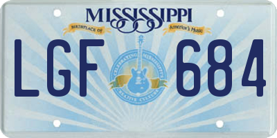 MS license plate LGF684