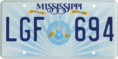 MS license plate LGF694