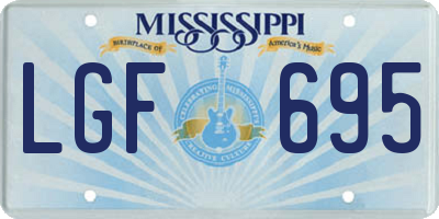 MS license plate LGF695