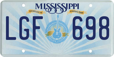 MS license plate LGF698