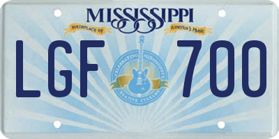 MS license plate LGF700