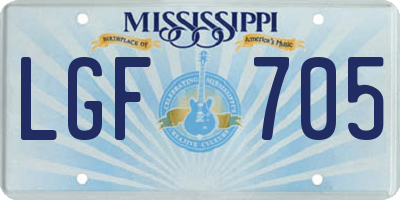 MS license plate LGF705