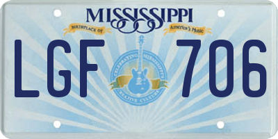 MS license plate LGF706
