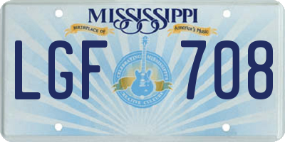 MS license plate LGF708