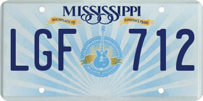 MS license plate LGF712