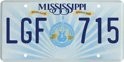 MS license plate LGF715