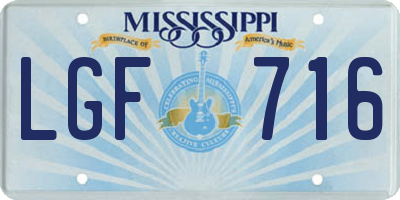 MS license plate LGF716