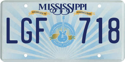 MS license plate LGF718