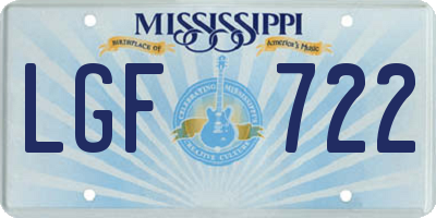 MS license plate LGF722