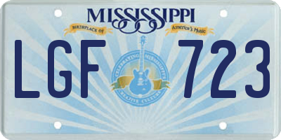 MS license plate LGF723