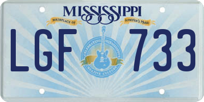 MS license plate LGF733